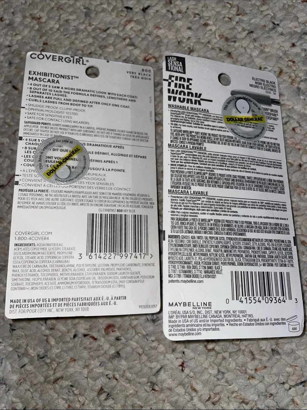 3 Maybelline Lash Sensational Firework & 2 covergirl Mascaras